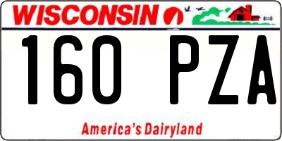WI license plate 160PZA