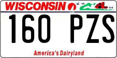 WI license plate 160PZS