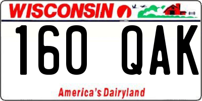 WI license plate 160QAK