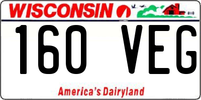 WI license plate 160VEG