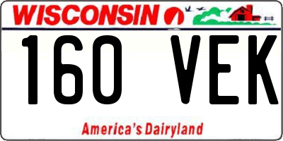 WI license plate 160VEK