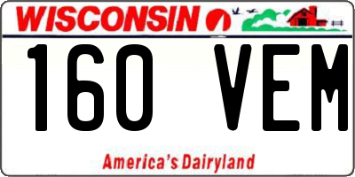 WI license plate 160VEM