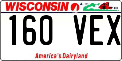 WI license plate 160VEX