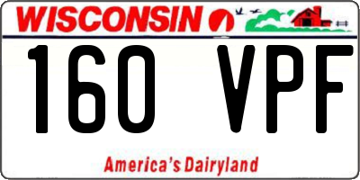 WI license plate 160VPF