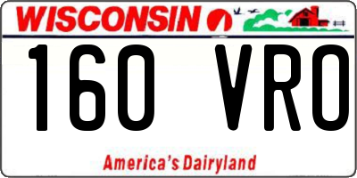 WI license plate 160VRO