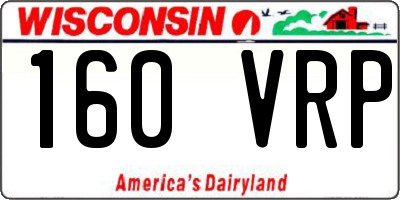 WI license plate 160VRP