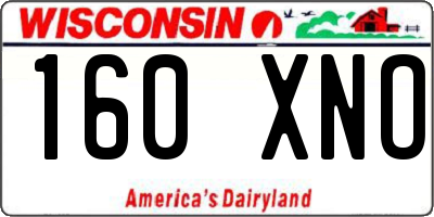 WI license plate 160XNO