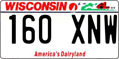 WI license plate 160XNW