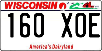 WI license plate 160XOE