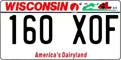 WI license plate 160XOF