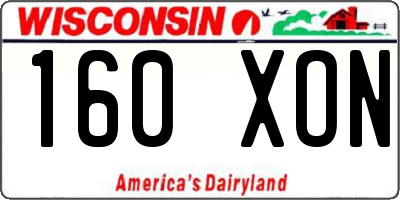WI license plate 160XON