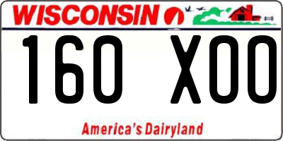 WI license plate 160XOO