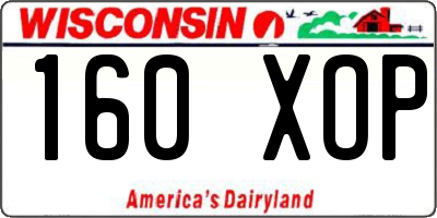 WI license plate 160XOP
