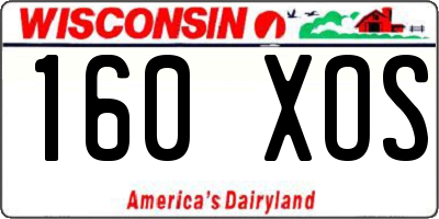 WI license plate 160XOS