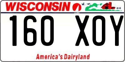 WI license plate 160XOY
