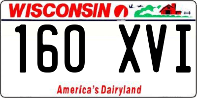 WI license plate 160XVI