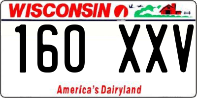 WI license plate 160XXV