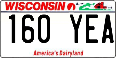 WI license plate 160YEA