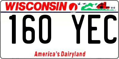 WI license plate 160YEC