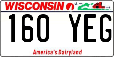 WI license plate 160YEG