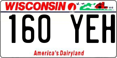 WI license plate 160YEH