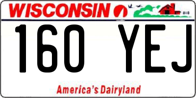 WI license plate 160YEJ