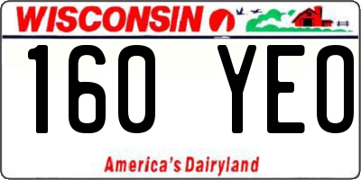 WI license plate 160YEO