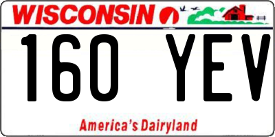 WI license plate 160YEV