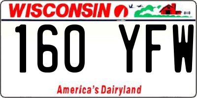 WI license plate 160YFW
