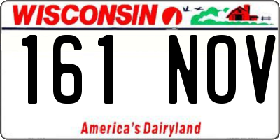 WI license plate 161NOV