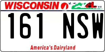 WI license plate 161NSW
