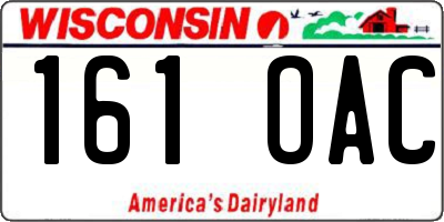 WI license plate 161OAC