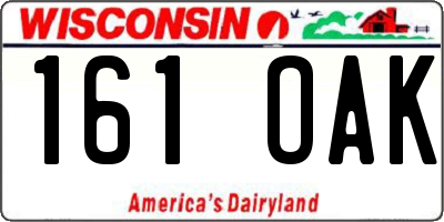 WI license plate 161OAK