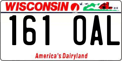 WI license plate 161OAL