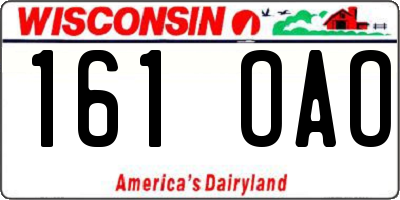 WI license plate 161OAO