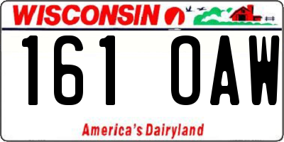 WI license plate 161OAW