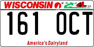 WI license plate 161OCT