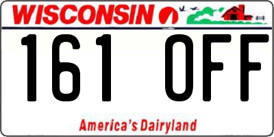WI license plate 161OFF