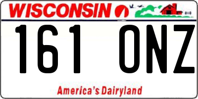 WI license plate 161ONZ
