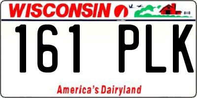 WI license plate 161PLK