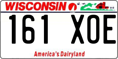 WI license plate 161XOE