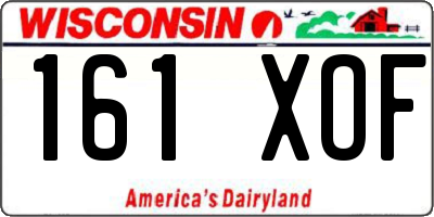 WI license plate 161XOF