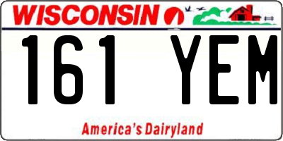 WI license plate 161YEM