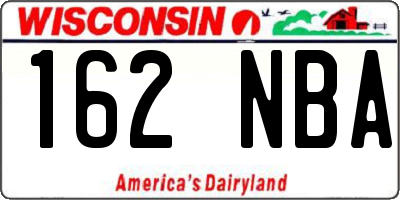 WI license plate 162NBA