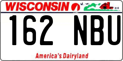 WI license plate 162NBU