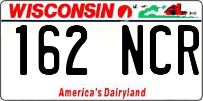 WI license plate 162NCR