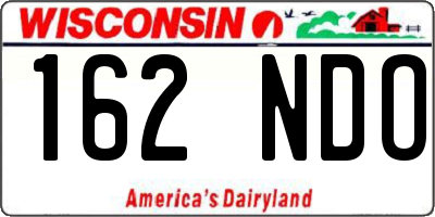 WI license plate 162NDO