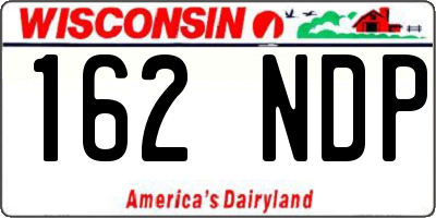 WI license plate 162NDP