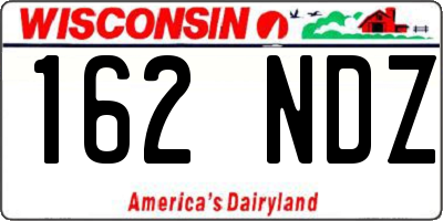 WI license plate 162NDZ