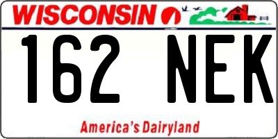 WI license plate 162NEK
